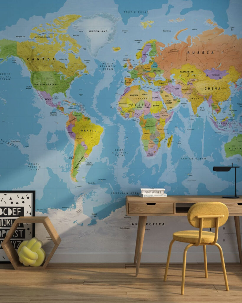 Fototapete Klassische Weltkarte im Kinderzimmer
