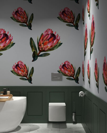 Vintage Tapete Muster mit große Blumen Proteus im Badezimmer