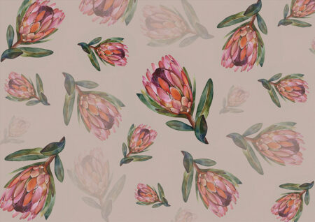 Zarte Protea-Blüte Fototapete auf beigem Hintergrund