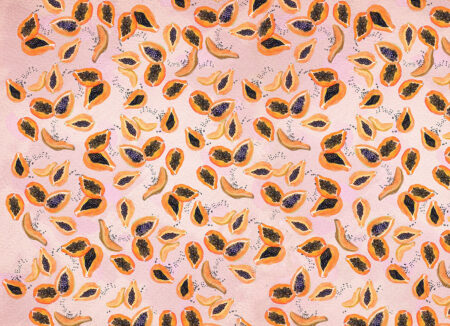 Bunte Papaya Moderne Fototapeten auf rosa Hintergrund