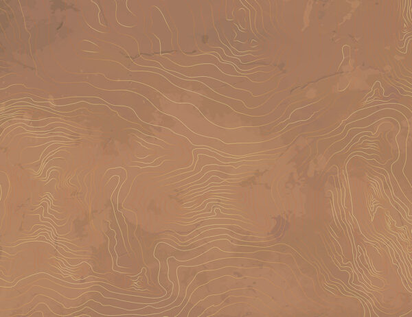 Exklusive Tapete mit goldene geschwungenen Linien auf hellbrauner Textur