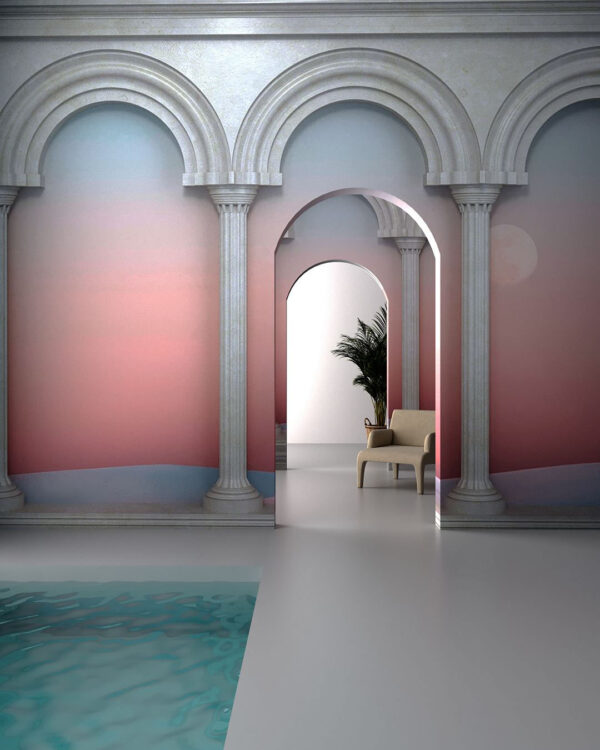 3D Tapete architektonische Säulen im Badezimmer