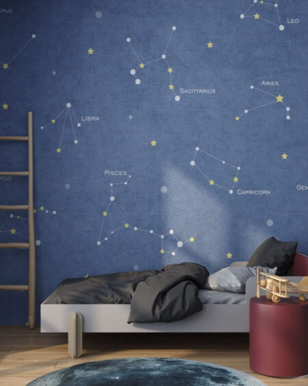Fototapete Sternbilder auf hellblauem Hintergrund im Kinderzimmer