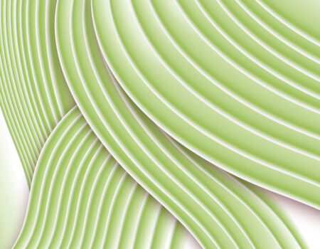Tapete 3d Abstraktion mit volumetrischen grünen geschwungene linien auf weißem Hintergrund