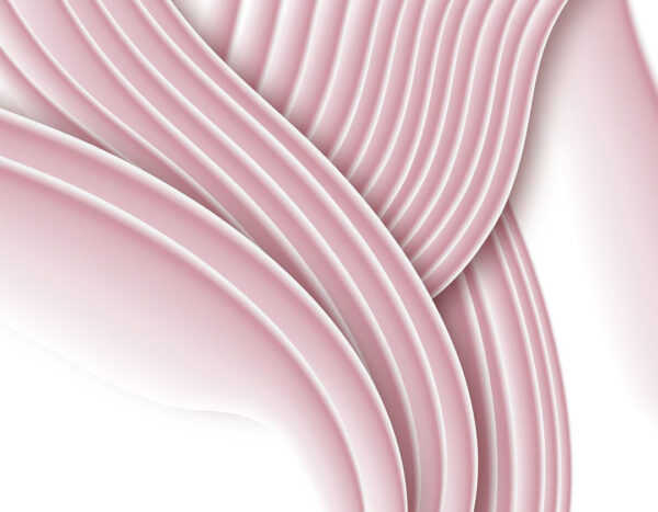Tapete 3d Abstraktion mit volumetrischen rosa geschwungene linien auf weißem Hintergrund