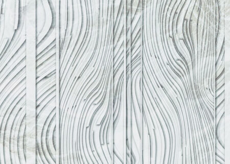 3D Tapete mit Abstraktion von volumetrischen geschwungenen Linien auf der Textur in hellgrauen Tönen
