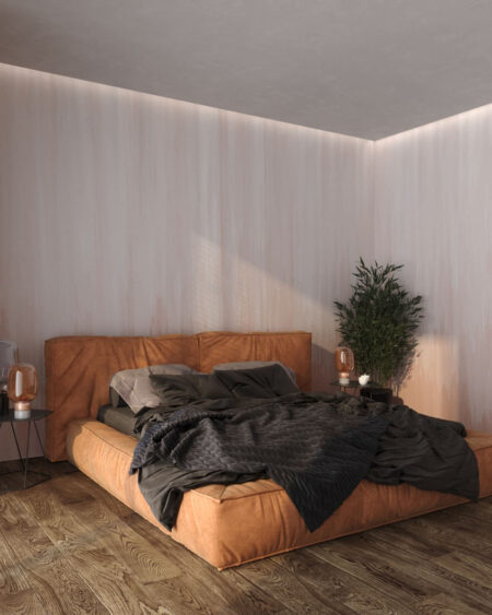 Designer-Fototapeten mit Farbflecken in Beigetönen für das Schlafzimmer
