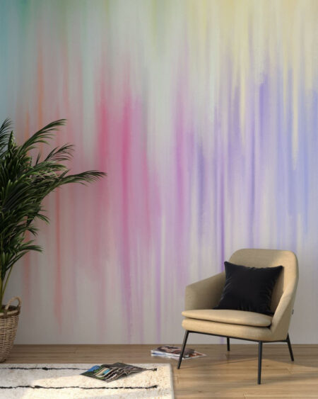 Moderne Design Tapeten mit Farbflecken in Regenbogenfarben für das Wohnzimmer
