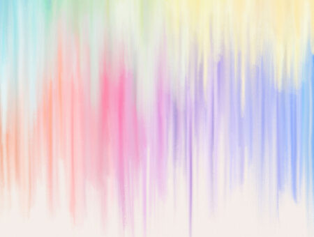 Moderne Design Tapeten mit Farbflecken in Regenbogenfarben auf beigem Hintergrund