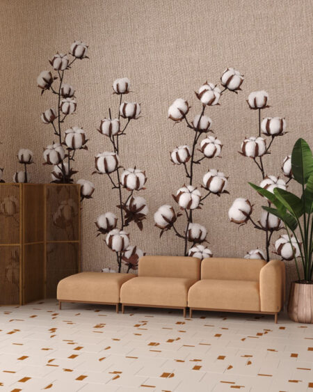 Tapete mit Blumen Baumwolle für das Wohnzimmer
