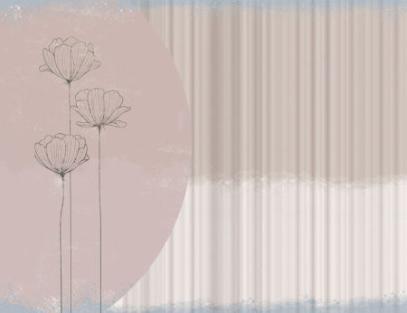 Blumen-Fototapeten mit pastellfarbenen Lotusblumen und 3D-Streifen