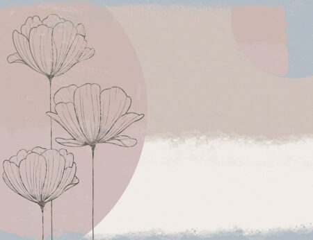 Zarte grafische Lotusblumen mit asymmetrischem Pastellhintergrund Fototapeten