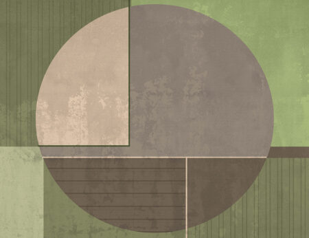 Geometrische Fototapeten mit braunen und grünen strukturierten Kreisteilen