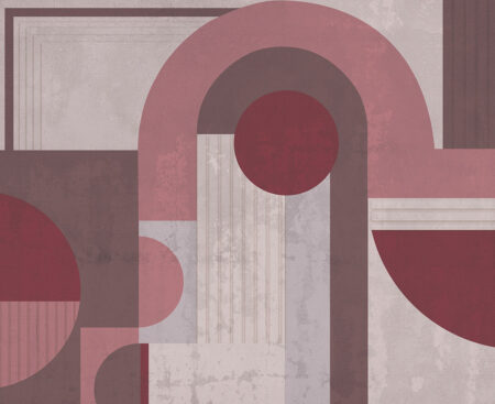 Braune und burgunderfarbene geometrische Fototapete im Art-Deco-Stil