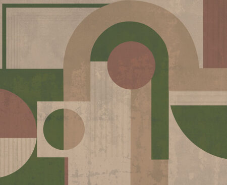 Braune und grüne geometrische Fototapete im Art-Deco-Stil
