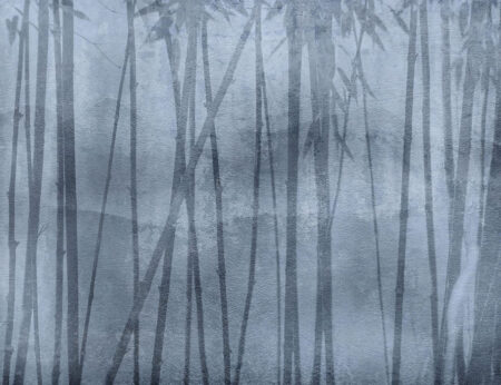 Fototapete Bambus in dunklen Farben auf blauem strukturiertem Hintergrund