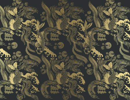 Fototapeten im asiatischen Stil mit goldenem Koi-Karpfen