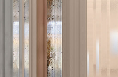 Designer-Fototapete mit verschiedenen warmen Metallstrukturen