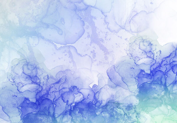 Fototapete grün-lila Aquarellflecken auf weißem Hintergrund