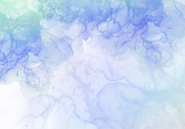 Fototapete grün-blaue Aquarellflecken auf weißem Hintergrund
