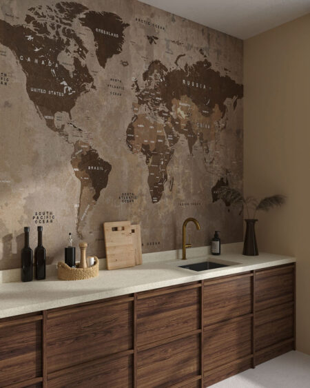 Designer Fototapeten Weltkarte in der Küche