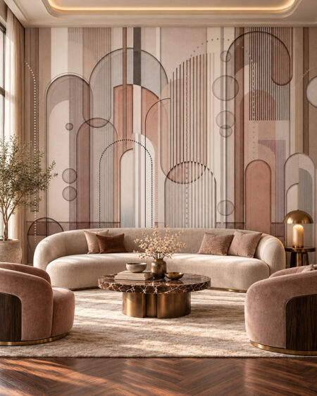 Chaotische Geometrie Fototapeten für das Wohnzimmer im Art-Deco-Stil