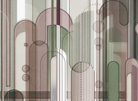 Chaotische Geometrie Fototapeten im Art-Deco-Stil in Braun- und Grüntönen