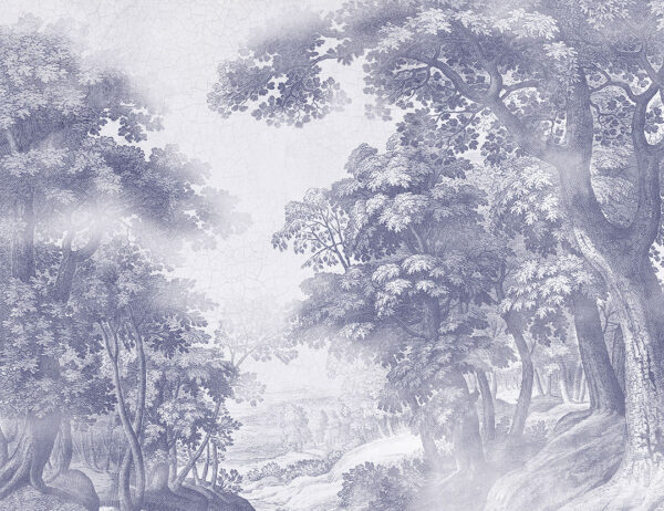 Designer-Fototapeten mit gemaltem blauem Wald