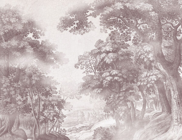Designer-Fototapeten mit gemaltem braunem Wald