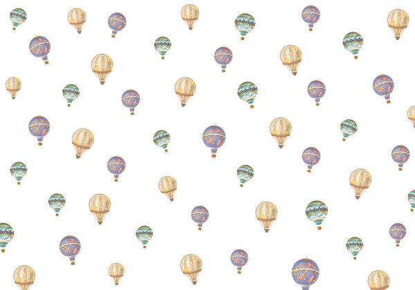 Fototapete Muster mit Designer heißluftballon auf weißem Hintergrund