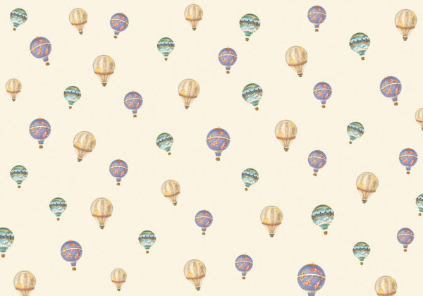 Fototapete Muster mit Designer heißluftballon auf beigem Hintergrund