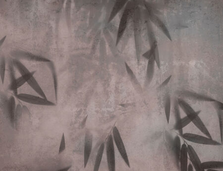 Designer Vintage Tapete mit dunklen tropische Blätter im Nebel in Brauntönen
