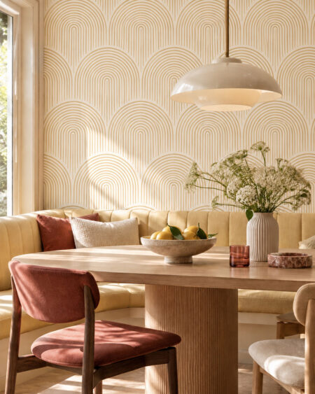 Art Deco Bögen in Pastelltönen gemustert Fototapete fürs Wohnzimmer