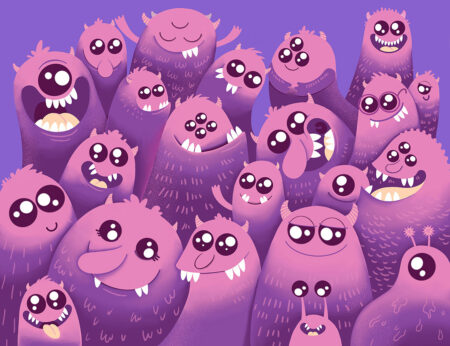 Lustige lila Cartoon-Monster Kinder Fototapete