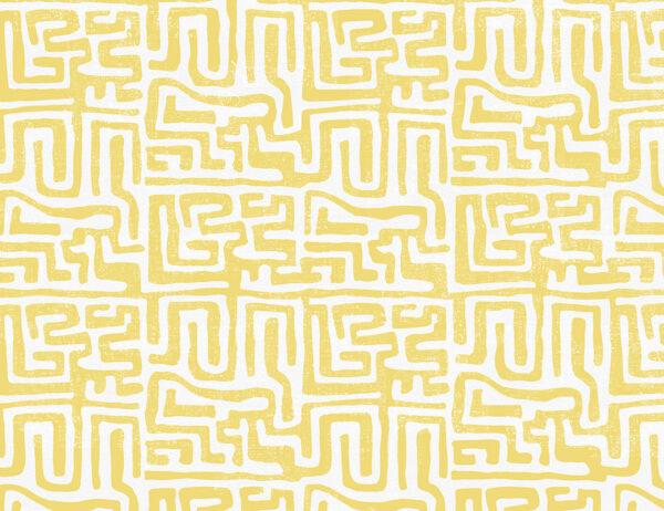 Fototapete mit gelbem Labyrinth auf weißem Hintergrund