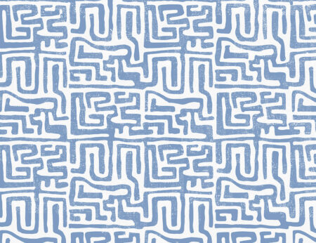 Abstrakte geometrische Fototapete mit leuchtend blauem Labyrinthmuster