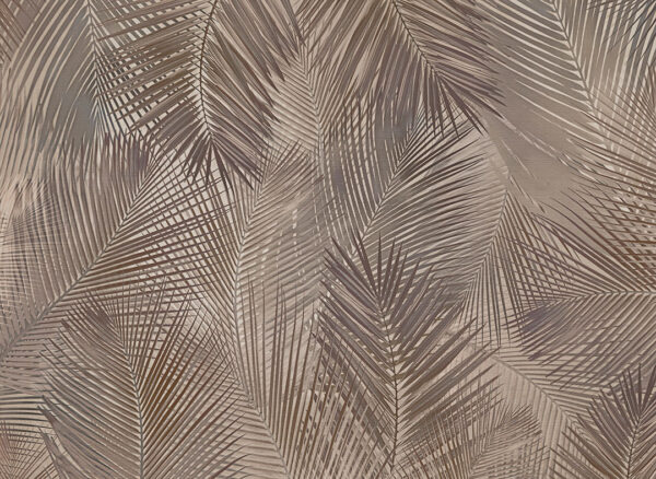 Designer Fototapete Palmblätter in Grau-Beige-Tönen