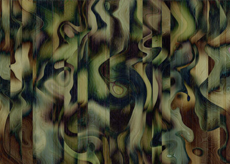 Fototapeten Moderne Kunst mit dunkelgrünem surrealistischem Farbverlauf mit Streifen