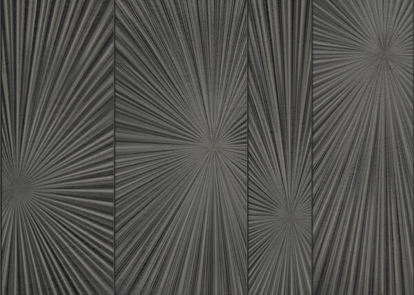 3D-Tapete mit der Textur von konvergierenden Linien in dunklen Grautönen