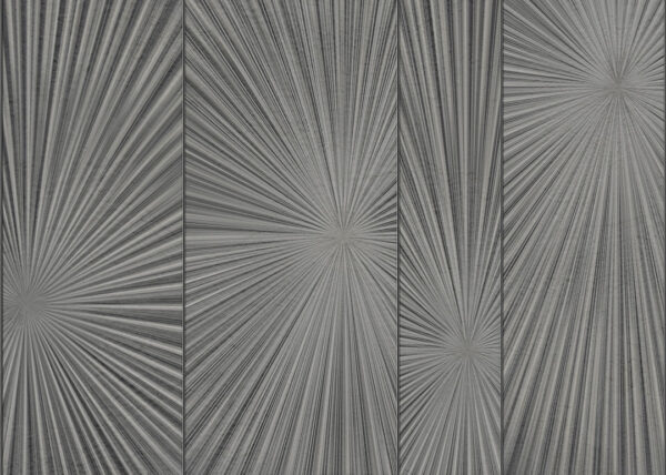 3D-Tapete mit der Textur von konvergierenden Linien in Grautönen