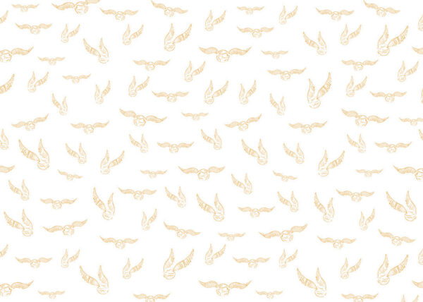 Harry Potter Fototapete mit fliegendem goldenen Schnatz auf weißem Hintergrund
