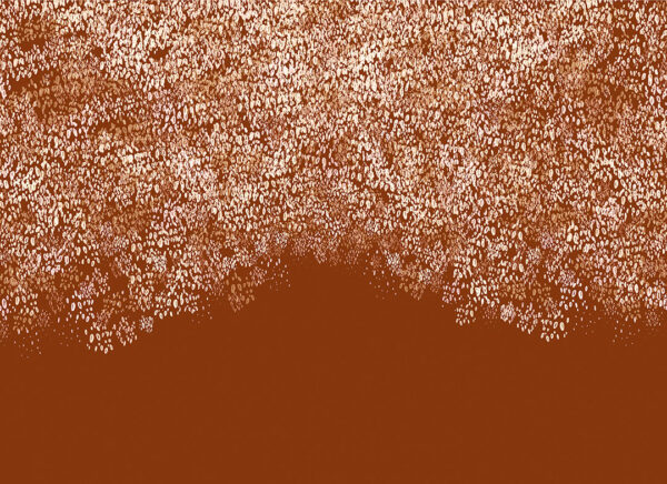 Fototapete mit Punktmuster in Weiß- und hellen Orangetönen auf orange-braunem Hintergrund
