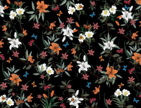 Dunkle Fototapete mit Blumenmuster