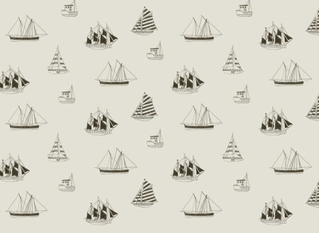 Minimalistische schwarze Yachten und Schiffe Kinder gemusterte Fototapete