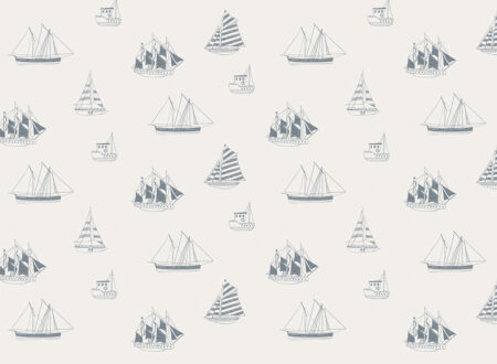 Minimalistische graue Yachten und Schiffe Kinder gemusterte Fototapeten