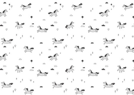 Minimalistisches Muster eines grauen Ponys für Kinder Fototapeten