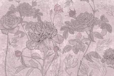 Minimalistische rosa Line-Art-Rosen-Fototapeten
