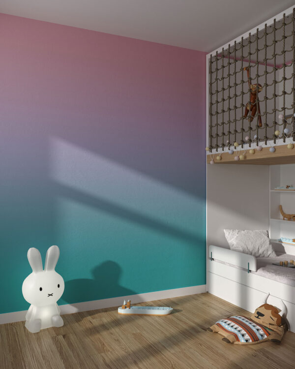 Tapete Farbverlauf in Rosa- und Blautönen fürs Kinderzimmer