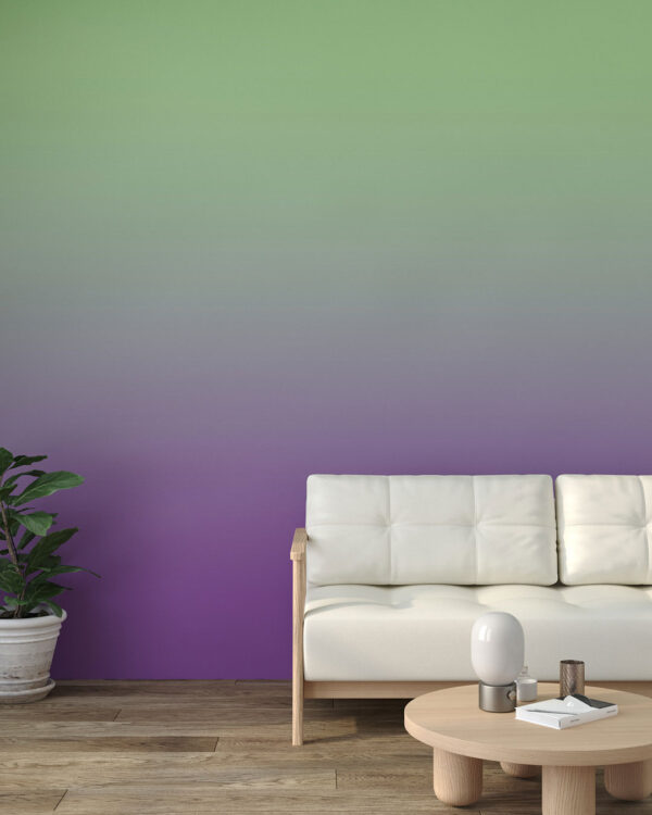 Tapete Farbverlauf in Grün- und Dunkelrosatönen für Wohnzimmer