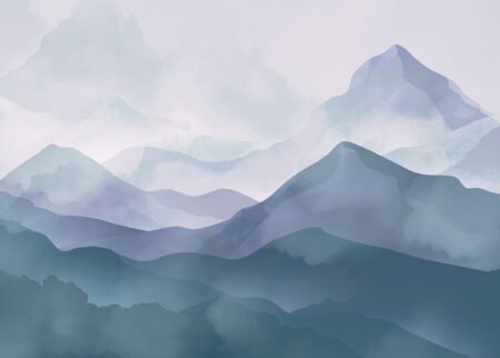 Aquarellblaue Berge Fototapeten
